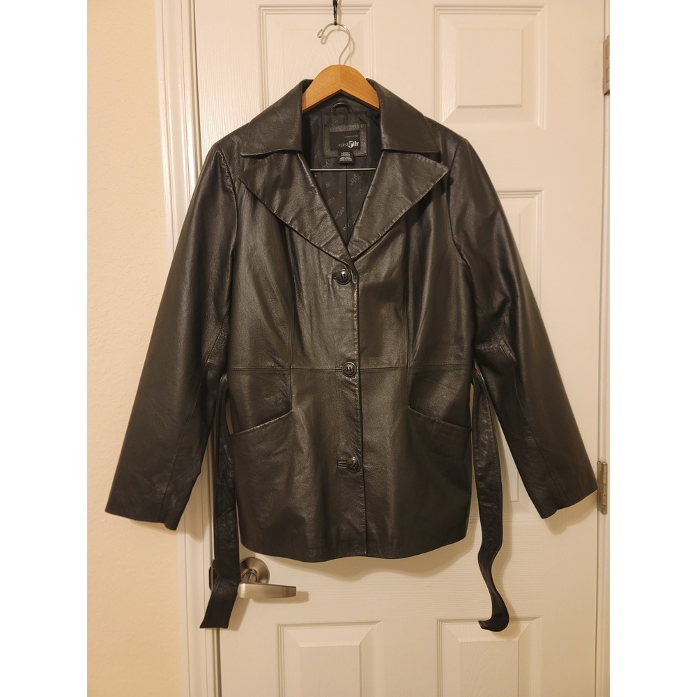 Vintage Womens EAST 5th Genuine Leather Jacket Coat BLACK Size L
